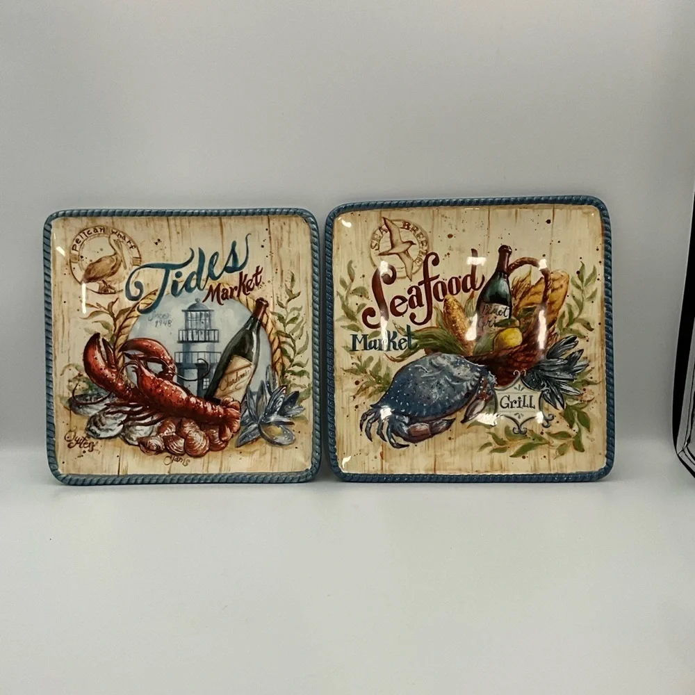 Certified International “Seaside Market” Plates by Geoff Allen Discontinued